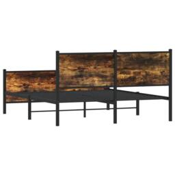 Berkfield Home Metal Bed Frame without Mattress Smoked Oak 160x200 cm in Brown - thumbnail 7
