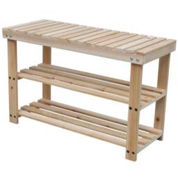 Berkfield Home 2-in-1 Shoe Rack with Bench Top 2 pcs Solid Wood in Brown - thumbnail 2