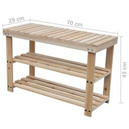 Berkfield Home 2-in-1 Shoe Rack with Bench Top 2 pcs Solid Wood in Brown - thumbnail 4
