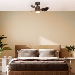 "ValueLights Matte Black 24"" 3 Blade Ceiling Light Fan with Remote Control"