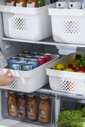 Living and Home Storage Box Food Container with Lid Handles 25*17.5*14 CM in White - thumbnail 4