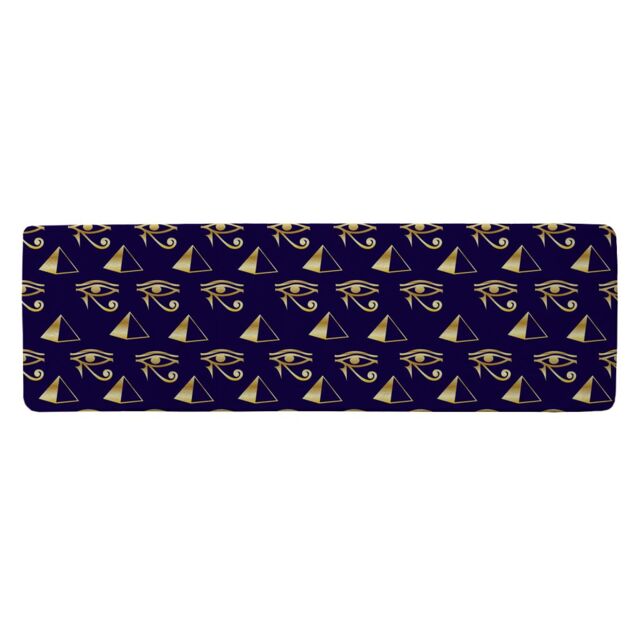 Benjamin Tate Design Gold Pyramid & Eye Of Horus Runner Rug in Natural - Size: 67 cm x 230 cm - image 1