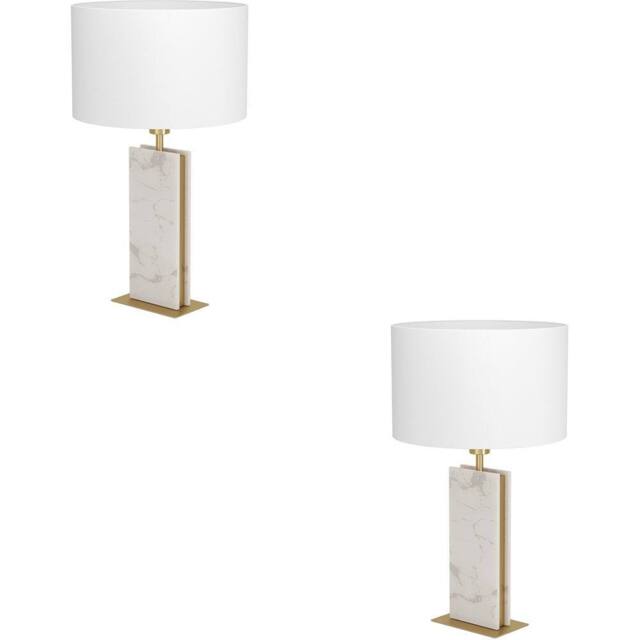 Loops 2 PACK Elegant Brushed Brass & White Table Lamp - Stylish Indoor - image 1