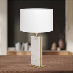 Loops 2 PACK Elegant Brushed Brass & White Table Lamp - Stylish Indoor - thumbnail 3