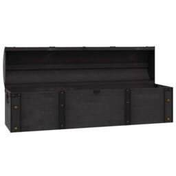 Berkfield Home Storage Chest Solid Wood Vintage Style 120x30x40 cm in Black - Size: 120 x 30 x 40 cm - thumbnail 6