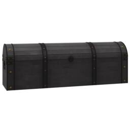 Berkfield Home Storage Chest Solid Wood Vintage Style 120x30x40 cm in Black - Size: 120 x 30 x 40 cm - thumbnail 2