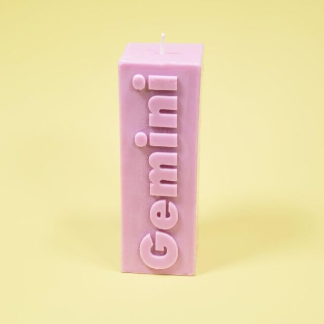 Flamingo Candles Gemini Zodiac Block Pillar Candle in Lilac