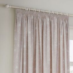 Wylder Bella Floral 100% Cotton Pencil Pleat Curtain Pair in Natural - Size: 168 cm width x 137 cm drop - thumbnail 3