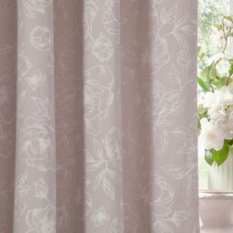 Wylder Bella Floral 100% Cotton Pencil Pleat Curtain Pair in Natural - Size: 168 cm width x 137 cm drop - thumbnail 5