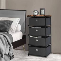 VOGREX Black 4-Tier Fabric Storage Dresser