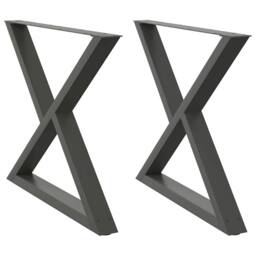 Berkfield Home Dining Table Legs 2 pcs Anthracite 90x(72-73.3) cm Steel - thumbnail 2