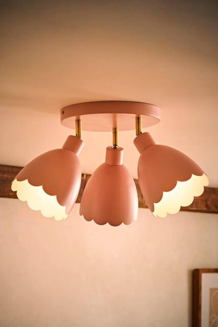 ValueLights Millie Flower Style Scallop Adjustable Spotlight Ceiling Light & Bulbs in Pale Pink - image 1