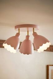 ValueLights Millie Flower Style Scallop Adjustable Spotlight Ceiling Light & Bulbs in Pale Pink - thumbnail 2