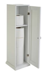 Orsina Toilet Paper Holder Cabinet, Compact Bathroom Storage For Toilet Paper, Modern White Wooden Tissue Cabinet - thumbnail 5