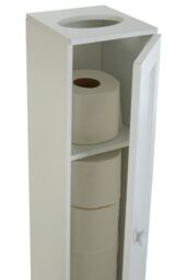 Orsina Toilet Paper Holder Cabinet, Compact Bathroom Storage For Toilet Paper, Modern White Wooden Tissue Cabinet - thumbnail 3