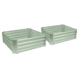 Harbour Housewares Raised Garden Beds - 2x Square Bottomless Galvanised Steel Planter 90 x 90cm in Green - Size: 90 x 90 cm - thumbnail 1