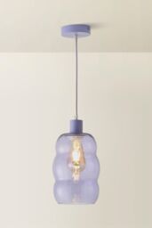 ValueLights Lolly Lilac Glass Bubble Pendant Ceiling Light - thumbnail 3