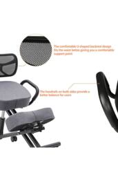 Living and Home Ergonomic Height-Adjustable Kneeling Chair with Backrest & Castors in Grey - thumbnail 5
