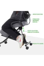 Living and Home Ergonomic Height-Adjustable Kneeling Chair with Backrest & Castors in Grey - thumbnail 6