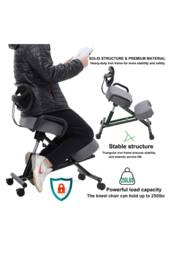 Living and Home Ergonomic Height-Adjustable Kneeling Chair with Backrest & Castors in Grey - thumbnail 4