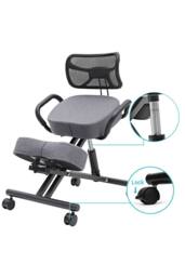 Living and Home Ergonomic Height-Adjustable Kneeling Chair with Backrest & Castors in Grey - thumbnail 3