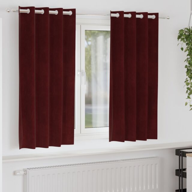 Berkfield Home Blackout Curtains with Eyelets 2 pcs Wine Red Velvet - image 1