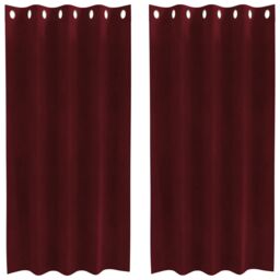 Berkfield Home Blackout Curtains with Eyelets 2 pcs Wine Red Velvet - thumbnail 2