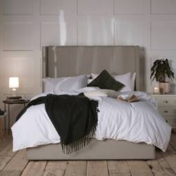 Snuggle Beds Noelle Stone Grey Storage Ottoman Bed Frame - Size: Super King