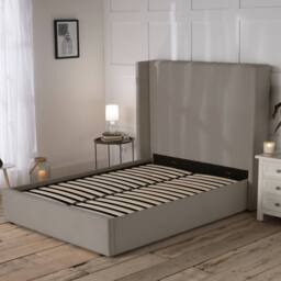 Snuggle Beds Noelle Stone Grey Storage Ottoman Bed Frame - Size: Super King - thumbnail 5