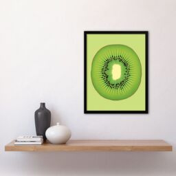 Artery8 Wall Art Print Kiwi Fruit Slice Bright Graphic Kitchen Artwork Framed in Green - Size: A4 - thumbnail 4