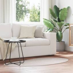 Berkfield Home Area Rug Sand 80x150 cm Polyester Non-Slip in Cream - Size: Medium