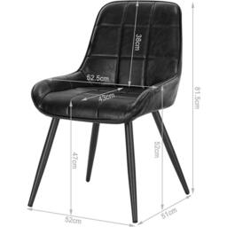 FORGEVIO Black Pair Faux Leather Dining Chairs Metal Legs - thumbnail 2