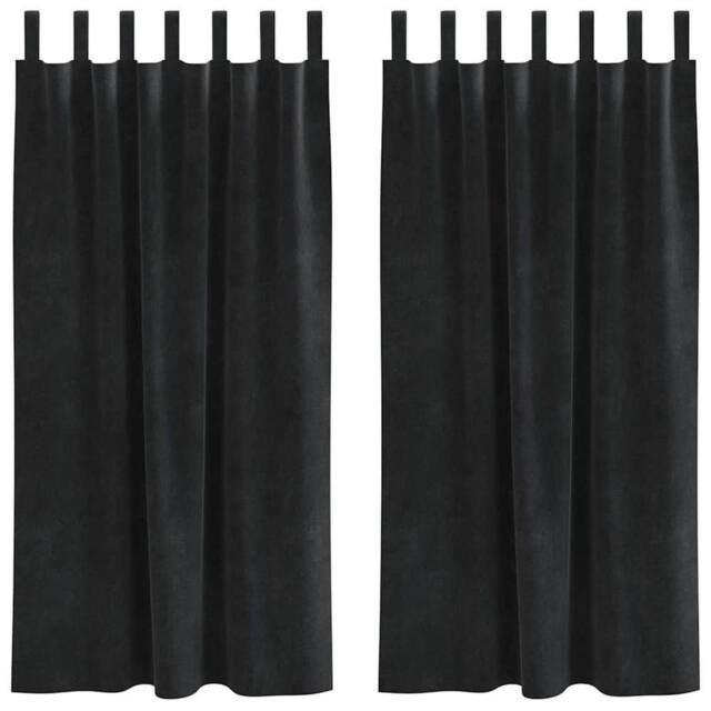 Berkfield Home Blackout Curtains with Hanging Loops 2 pcs Black Velvet - image 1