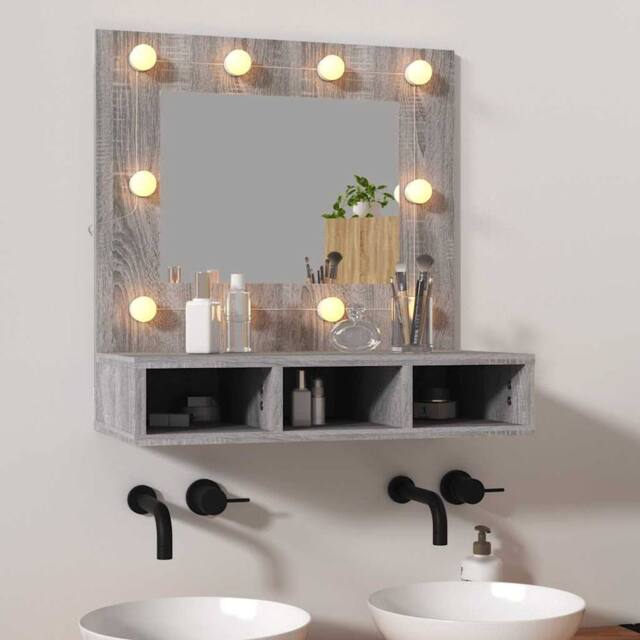 Berkfield Home Mirror Cabinet with LED Grey Sonoma 60x31.5x62 cm - image 1