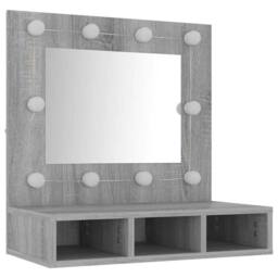 Berkfield Home Mirror Cabinet with LED Grey Sonoma 60x31.5x62 cm - thumbnail 4