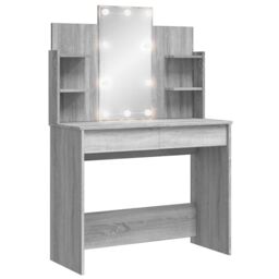 Berkfield Home Dressing Table with LED Lights Grey Sonoma 96x40x142 cm - Size: 96 x 40 x 142 cm - thumbnail 2