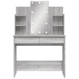 Berkfield Home Dressing Table with LED Lights Grey Sonoma 96x40x142 cm - Size: 96 x 40 x 142 cm - thumbnail 5