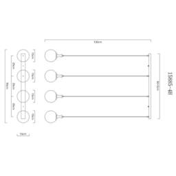 Netlighting Dalton Bar Pendant Matt Black Balls Smoke Glass Shade 4x E27 - thumbnail 6
