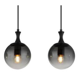 Netlighting Dalton Bar Pendant Matt Black Balls Smoke Glass Shade 4x E27 - thumbnail 4