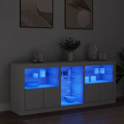 Berkfield Home Sideboard with LED Lights White 162x37x67 cm - Size: 162 x 37 x 67 cm - thumbnail 2