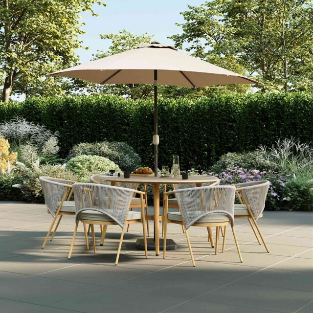 Charles Bentley Almada 6 Seater Dining Set in Grey - Size: 6 Person - image 1