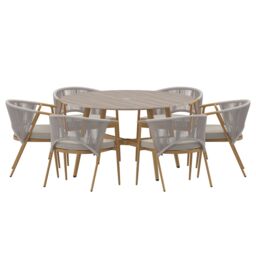 Charles Bentley Almada 6 Seater Dining Set in Grey - Size: 6 Person - thumbnail 5