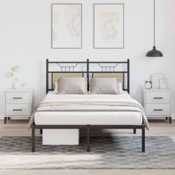 Berkfield Home Decorative Bed Frame without Mattress Sonoma Oak 120x200 cm Engin in Black - Size: Small Double - thumbnail 2