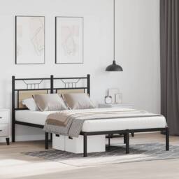 Berkfield Home Decorative Bed Frame without Mattress Sonoma Oak 120x200 cm Engin in Black - Size: Small Double - thumbnail 4