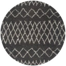 THE RUGS Soft Tangier Shaggy Rugs & Runners Dark Grey Living Room - Size: 120 cm diameter - thumbnail 5
