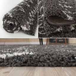THE RUGS Soft Tangier Shaggy Rugs & Runners Dark Grey Living Room - Size: 120 cm diameter - thumbnail 4