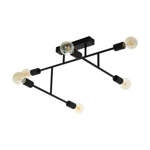 Loops Pendant Ceiling Light Colour Black Chrome Criss Cross Design Bulb E27 6x40W - image 1