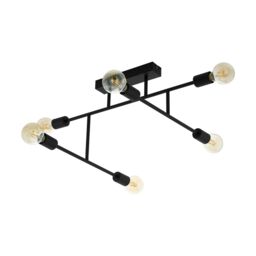 Loops Pendant Ceiling Light Colour Black Chrome Criss Cross Design Bulb E27 6x40W - thumbnail 1