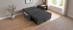 BTM Convertible Sleeper Loveseat Pull Out Sofa Storage Pocket in Dark Grey - thumbnail 9