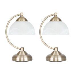 ValueLights Pair of Antique Brass Table Lamp in Metallic Gold - thumbnail 2
